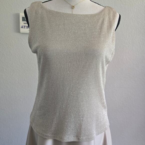 Arianna Womens Vintage Maxi Gown Dress Size 8 Champagne Metallic romantic Formal - Picture 2 of 9